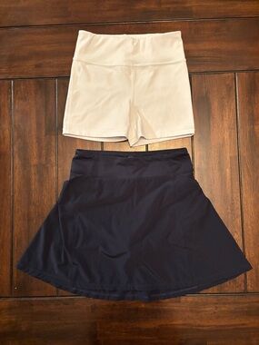 Athleta Girl White Chit Chat Shorts and Navy Tennis Skort Active Set Girls Large